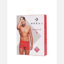 MĘSKIE bokserki w SWIĄTECZNY WZÓR bawełna PREZENT czerwone MORAJ